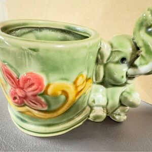 Elephant Ceramic Planter with Floral Design